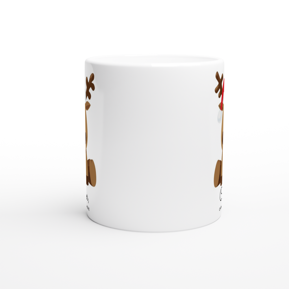 Oh Deer, Christmas Is Here - White 11oz Ceramic Mug Christmas Mug Globally Fulfilled