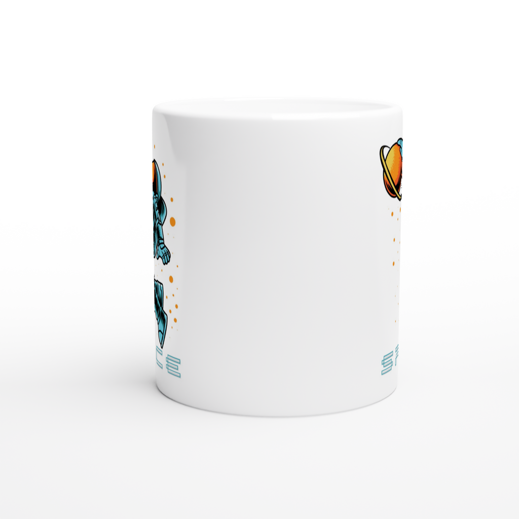Astronaut Basketball - White 11oz Ceramic Mug White 11oz Mug Globally Fulfilled Space