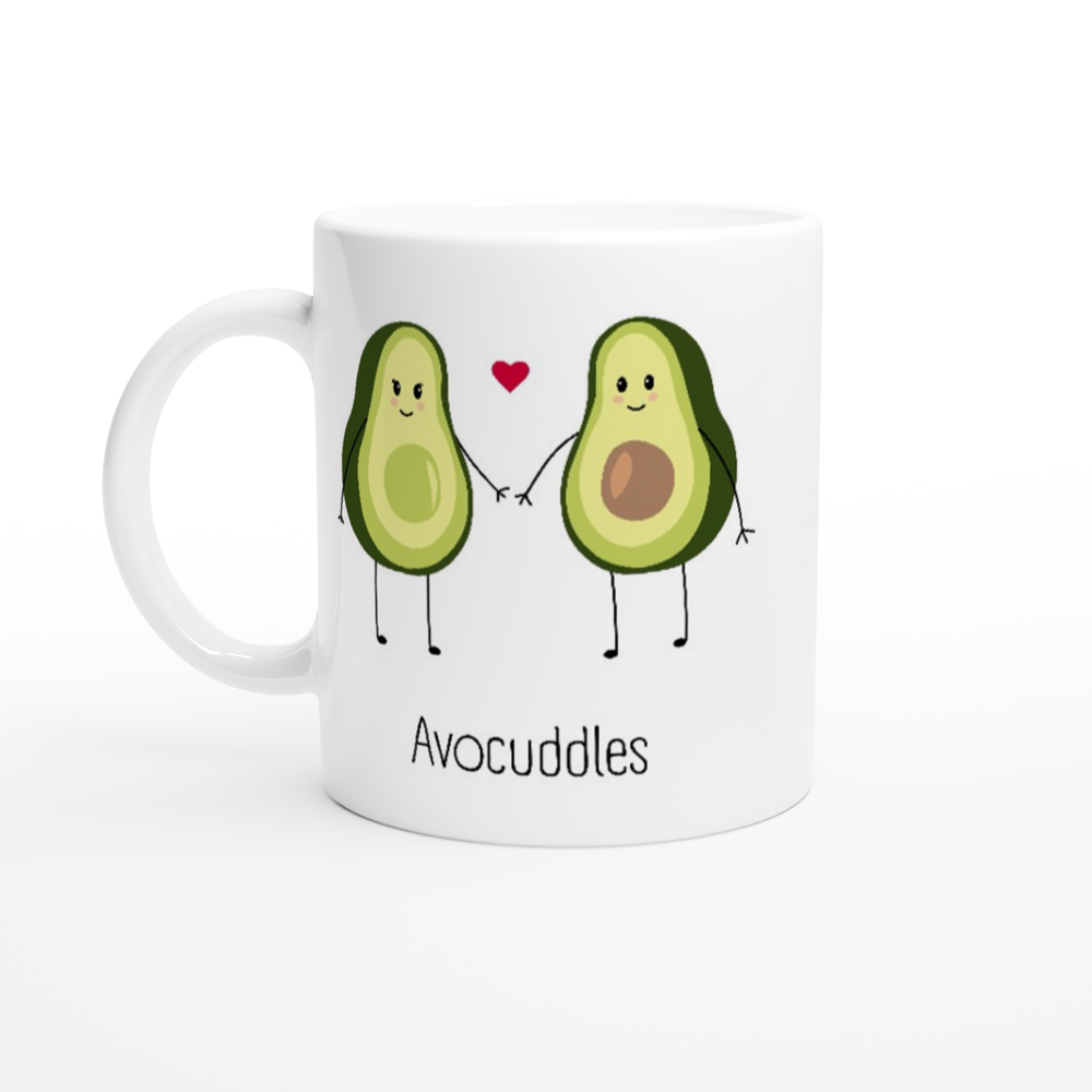 Avocuddles, Holy Guacamole - White 11oz Ceramic Mug White 11oz Mug Globally Fulfilled Outside Australia