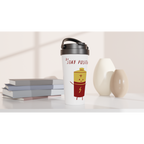 Stay Positive - White 15oz Stainless Steel Travel Mug Travel Mug Globally Fulfilled Motivation Tech