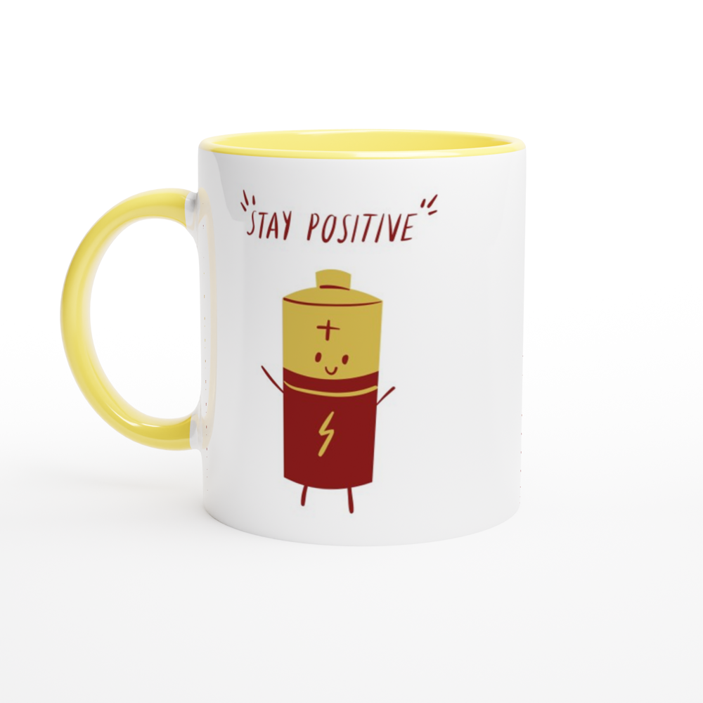 Stay Positive - White 11oz Ceramic Mug with Colour Inside Colour 11oz Mug Globally Fulfilled Motivation Tech