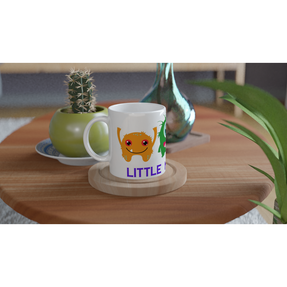 Little Monster - White 11oz Ceramic Mug White 11oz Mug Globally Fulfilled Sci Fi