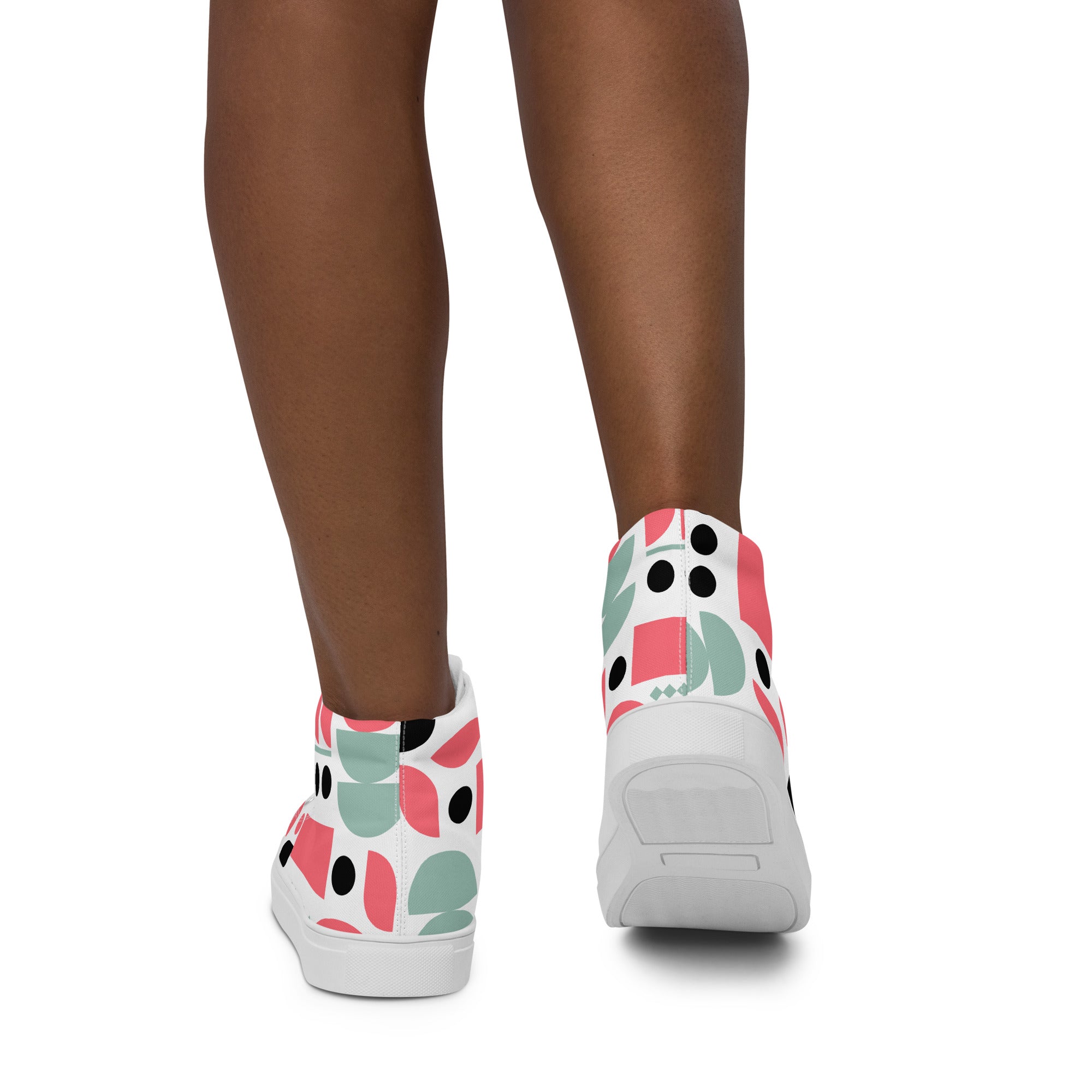 Pink Geometric - Women’s high top canvas shoes Womens High Top Shoes Outside Australia Printed Offshore