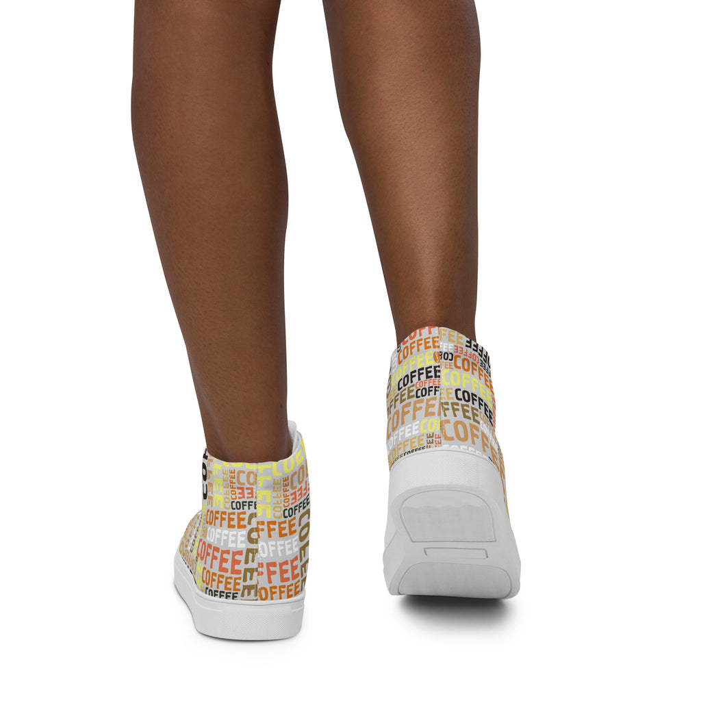 Coffee - Women’s high top canvas shoes Womens High Top Shoes Outside Australia Printed Offshore
