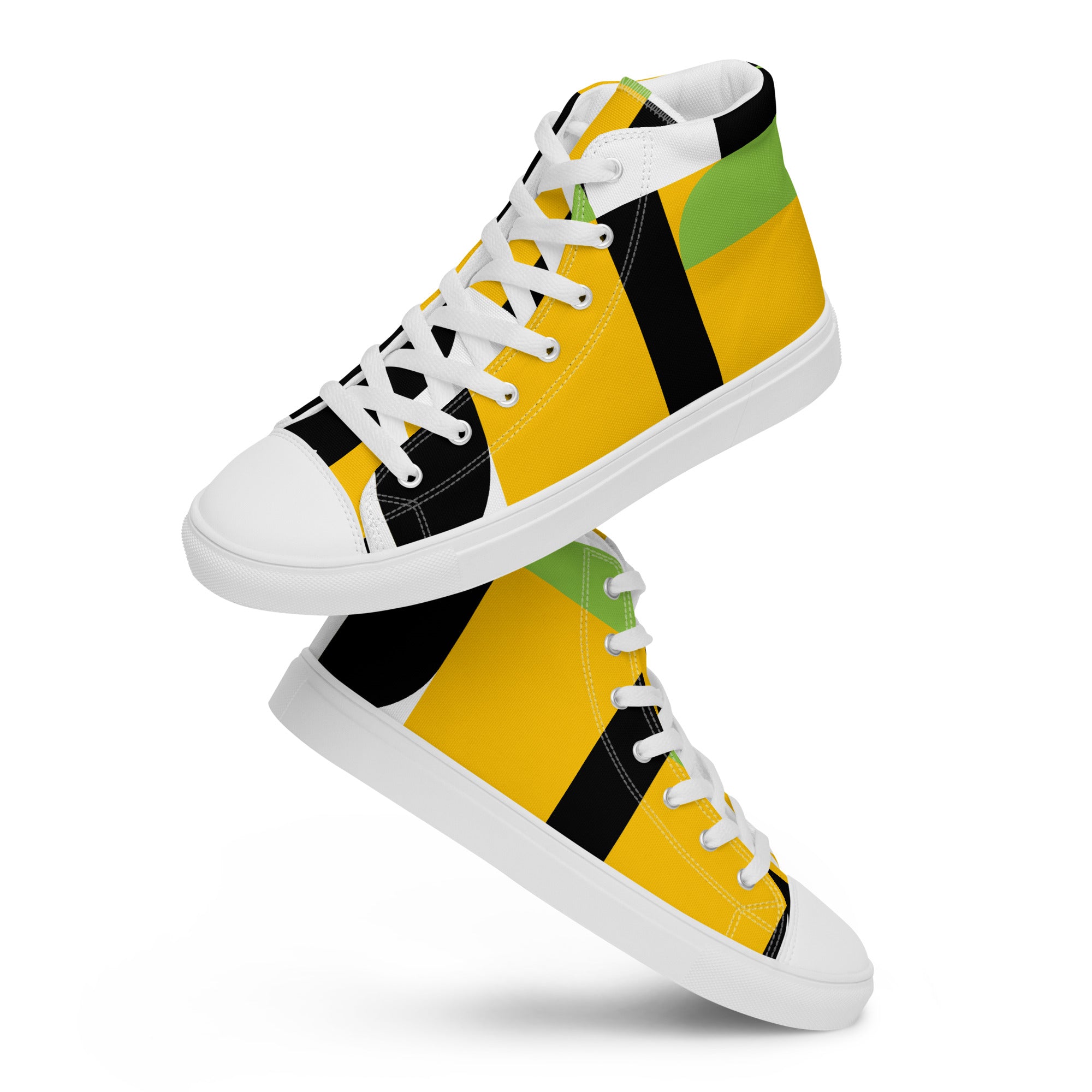Yellow, Green And Black Geometric - Women’s high top canvas shoes Womens High Top Shoes Outside Australia Printed Offshore