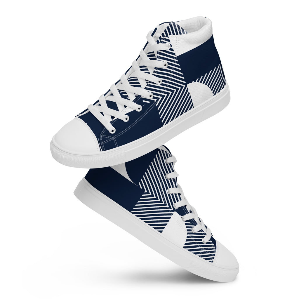 Blue Geometric - Women’s high top canvas shoes Womens High Top Shoes Outside Australia Printed Offshore