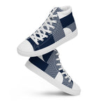 Blue Geometric - Women’s high top canvas shoes Womens High Top Shoes Outside Australia Printed Offshore