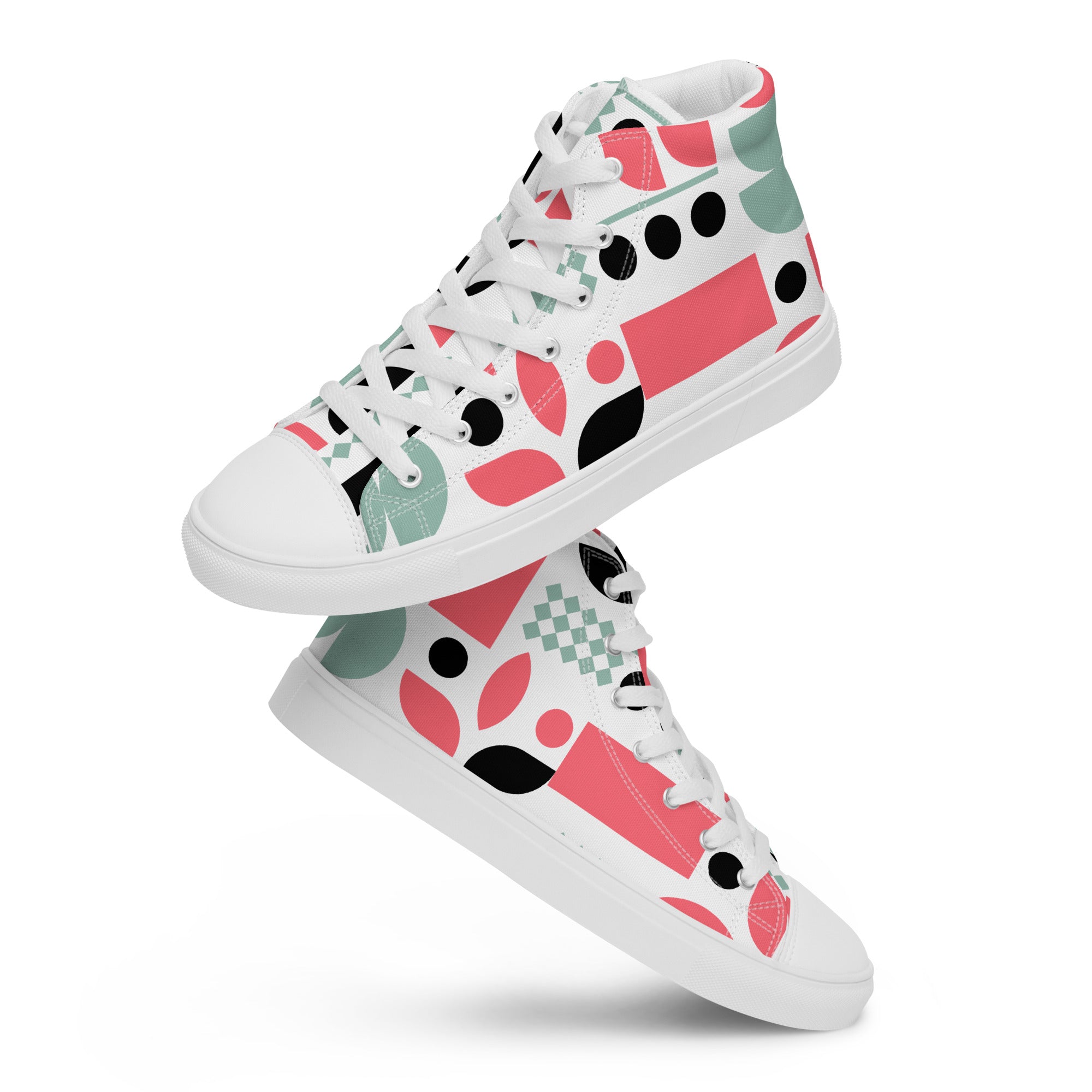 Pink Geometric - Women’s high top canvas shoes Womens High Top Shoes Outside Australia Printed Offshore