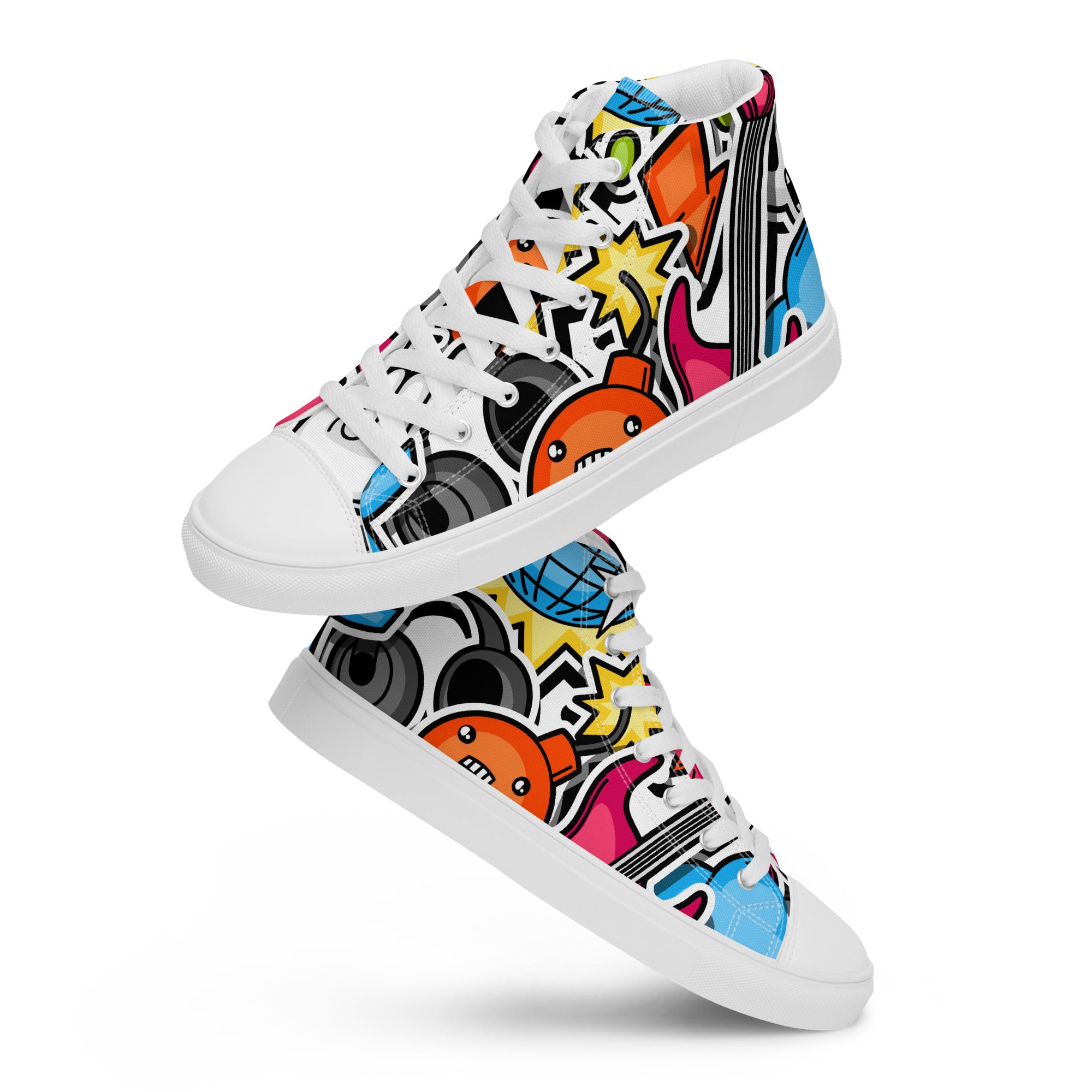 Sticker Music - Women’s high top canvas shoes Womens High Top Shoes Outside Australia Printed Offshore