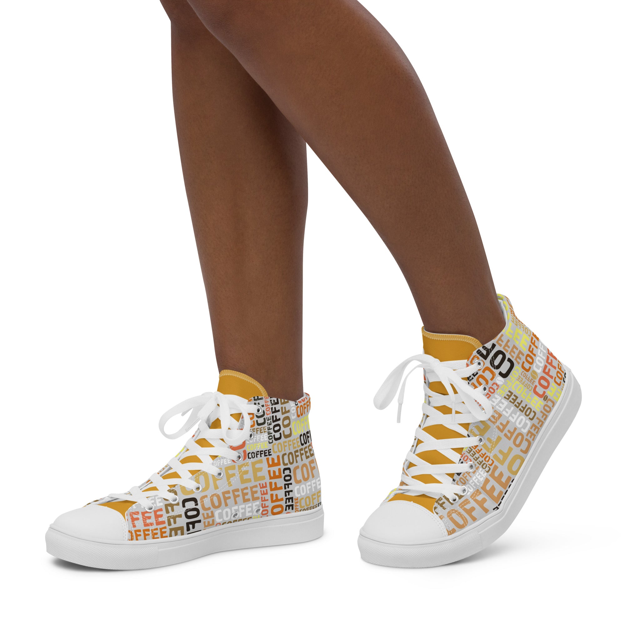 Coffee - Women’s high top canvas shoes 12 Womens High Top Shoes Outside Australia Printed Offshore