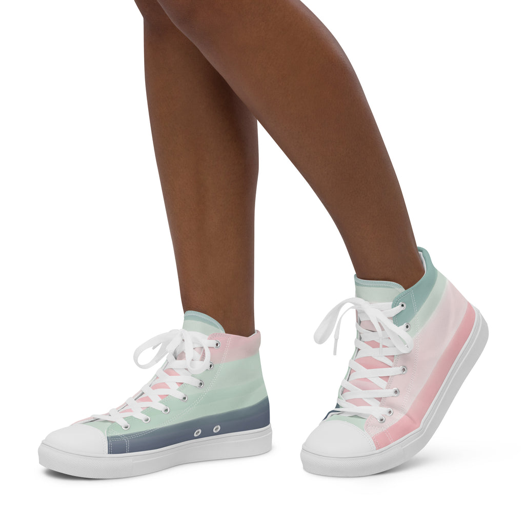 Pastel Stripes - Women’s high top canvas shoes Womens High Top Shoes Outside Australia Printed Offshore
