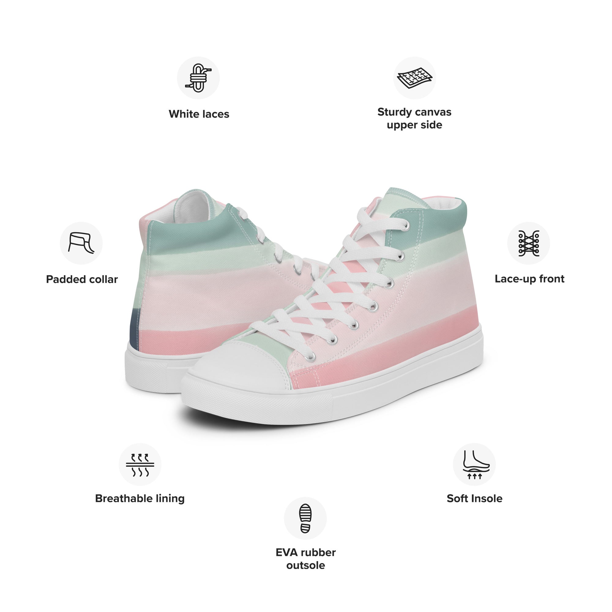 Pastel Stripes - Women’s high top canvas shoes Womens High Top Shoes Outside Australia Printed Offshore