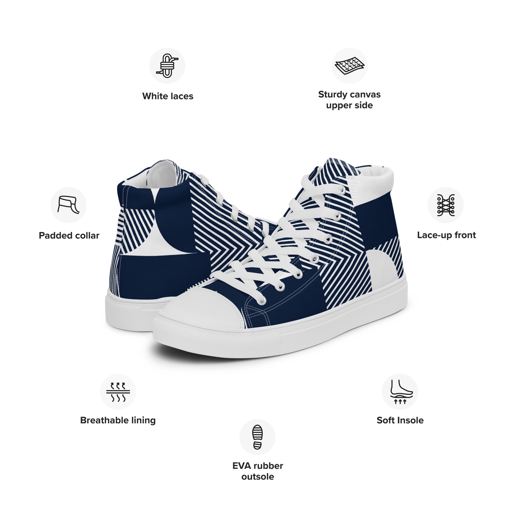 Blue Geometric - Women’s high top canvas shoes Womens High Top Shoes Outside Australia Printed Offshore