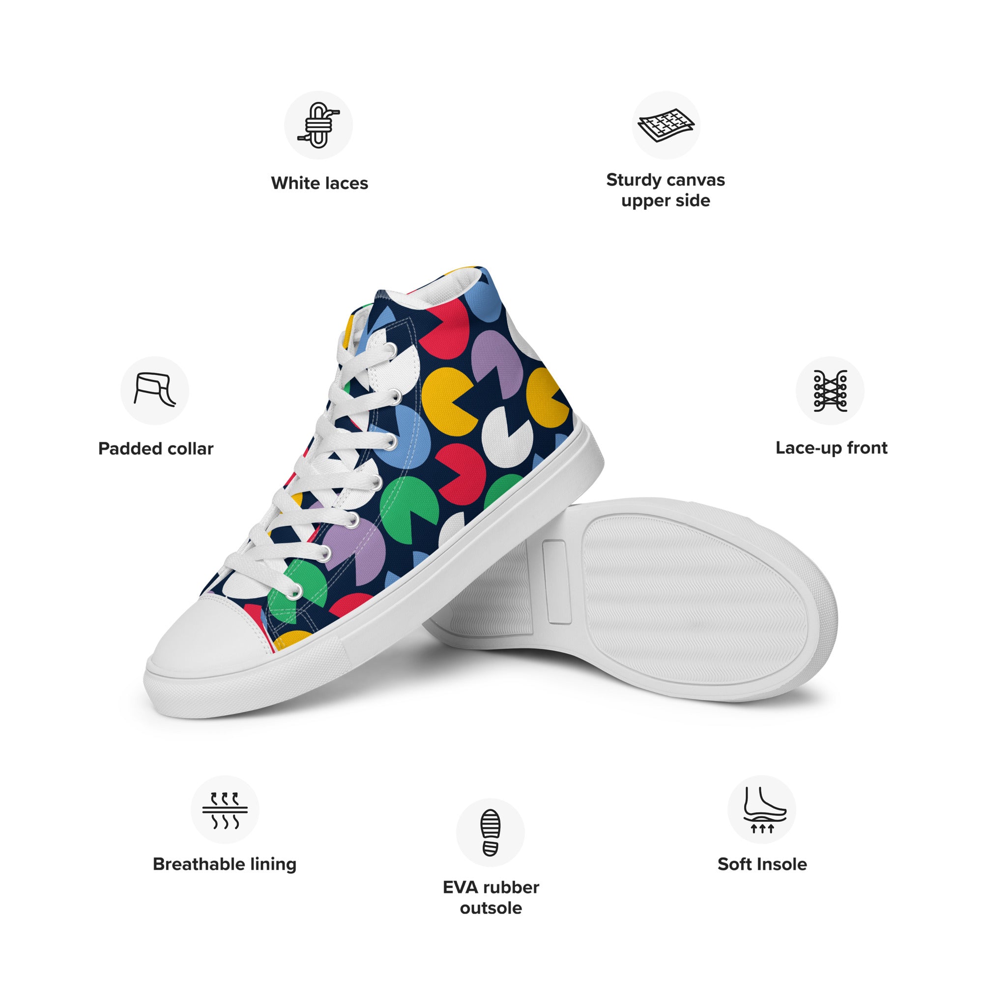 Hungry Circles - Women’s high top canvas shoes Womens High Top Shoes Outside Australia Printed Offshore