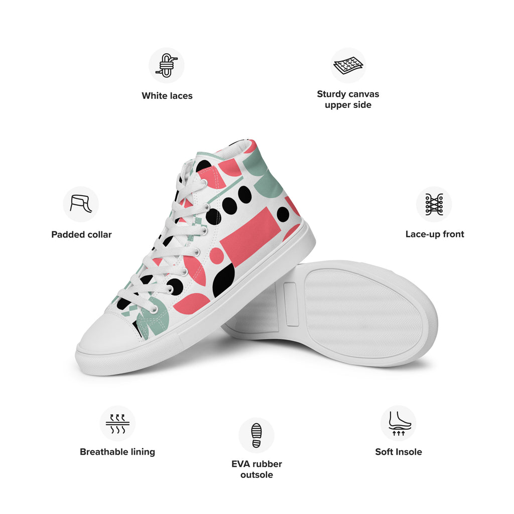 Pink Geometric - Women’s high top canvas shoes Womens High Top Shoes Outside Australia Printed Offshore