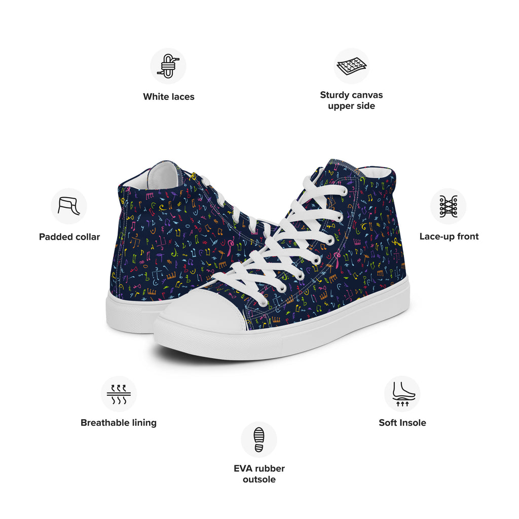 Music Notes - Women’s high top canvas shoes Womens High Top Shoes Outside Australia Printed Offshore