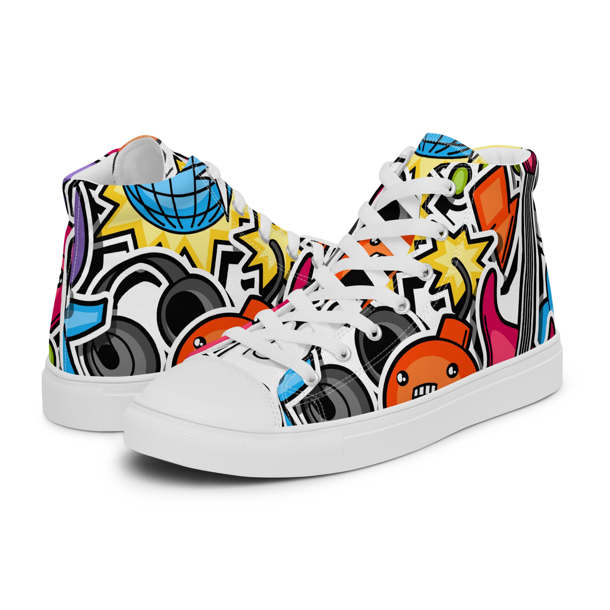 Sticker Music - Women’s high top canvas shoes Womens High Top Shoes Outside Australia Printed Offshore