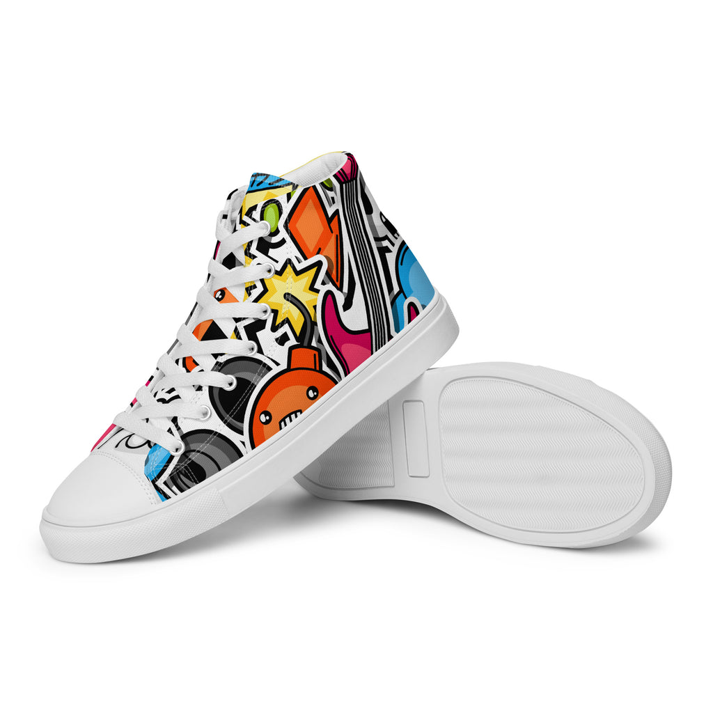 Sticker Music - Women’s high top canvas shoes Womens High Top Shoes Outside Australia Printed Offshore