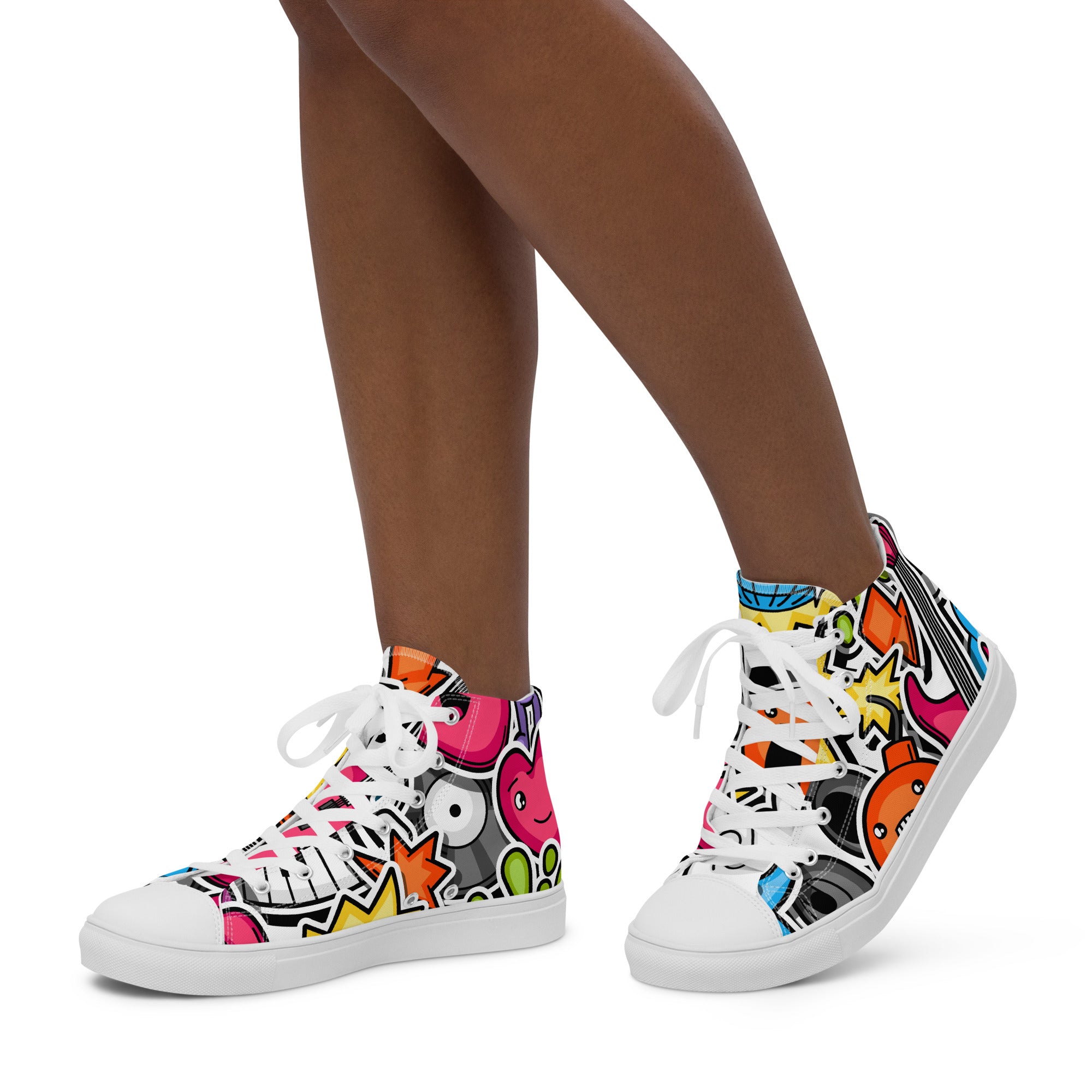 Sticker Music - Women’s high top canvas shoes Womens High Top Shoes Outside Australia Printed Offshore