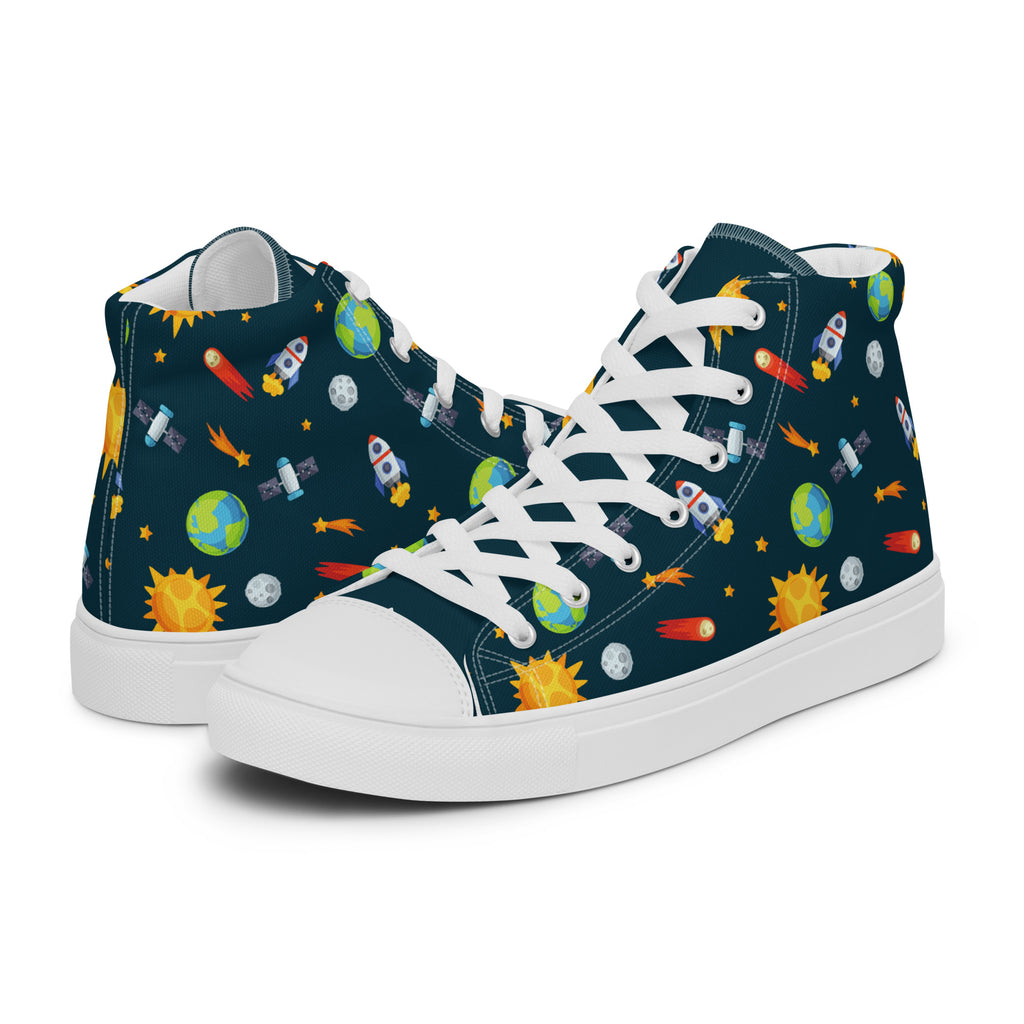 Busy Space - Women’s high top canvas shoes Womens High Top Shoes Outside Australia Printed Offshore