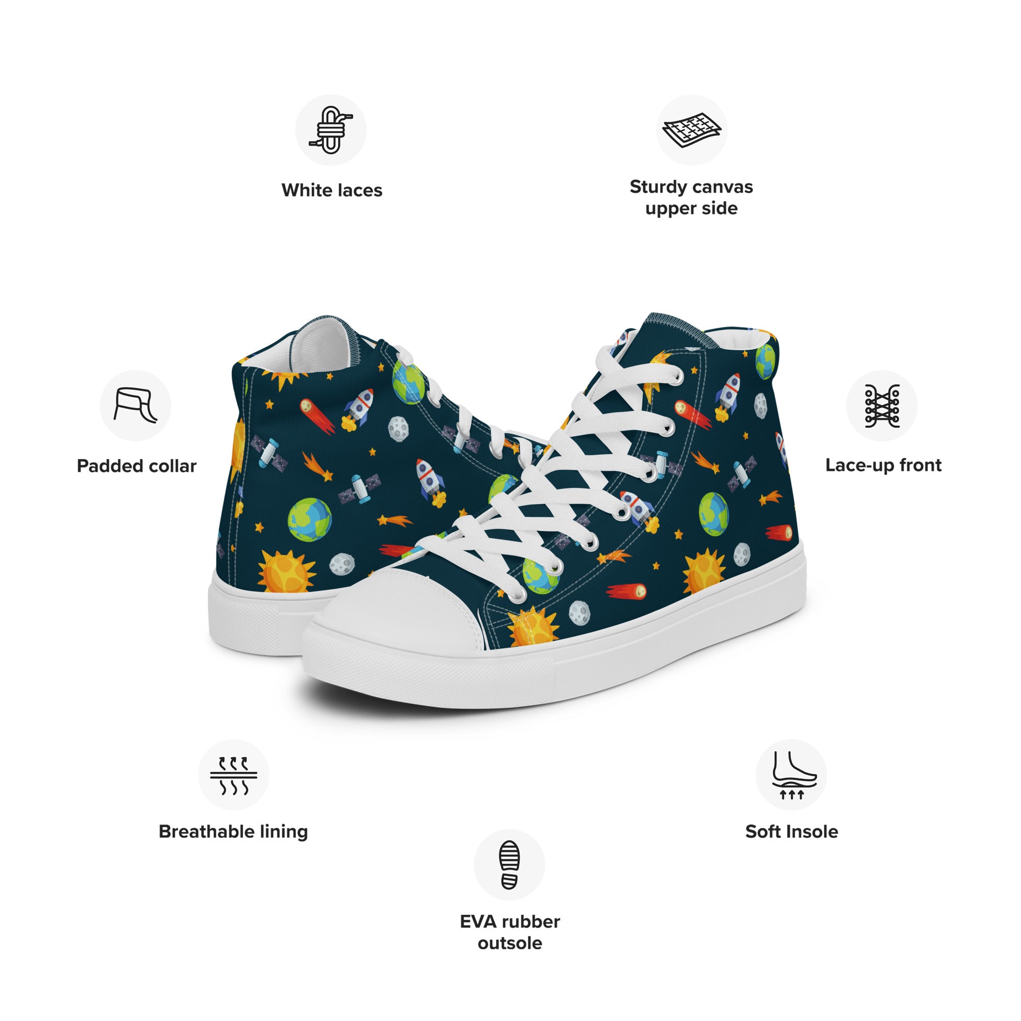 Busy Space - Women’s high top canvas shoes Womens High Top Shoes Outside Australia Printed Offshore
