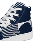 Blue Geometric - Women’s high top canvas shoes Womens High Top Shoes Outside Australia Printed Offshore