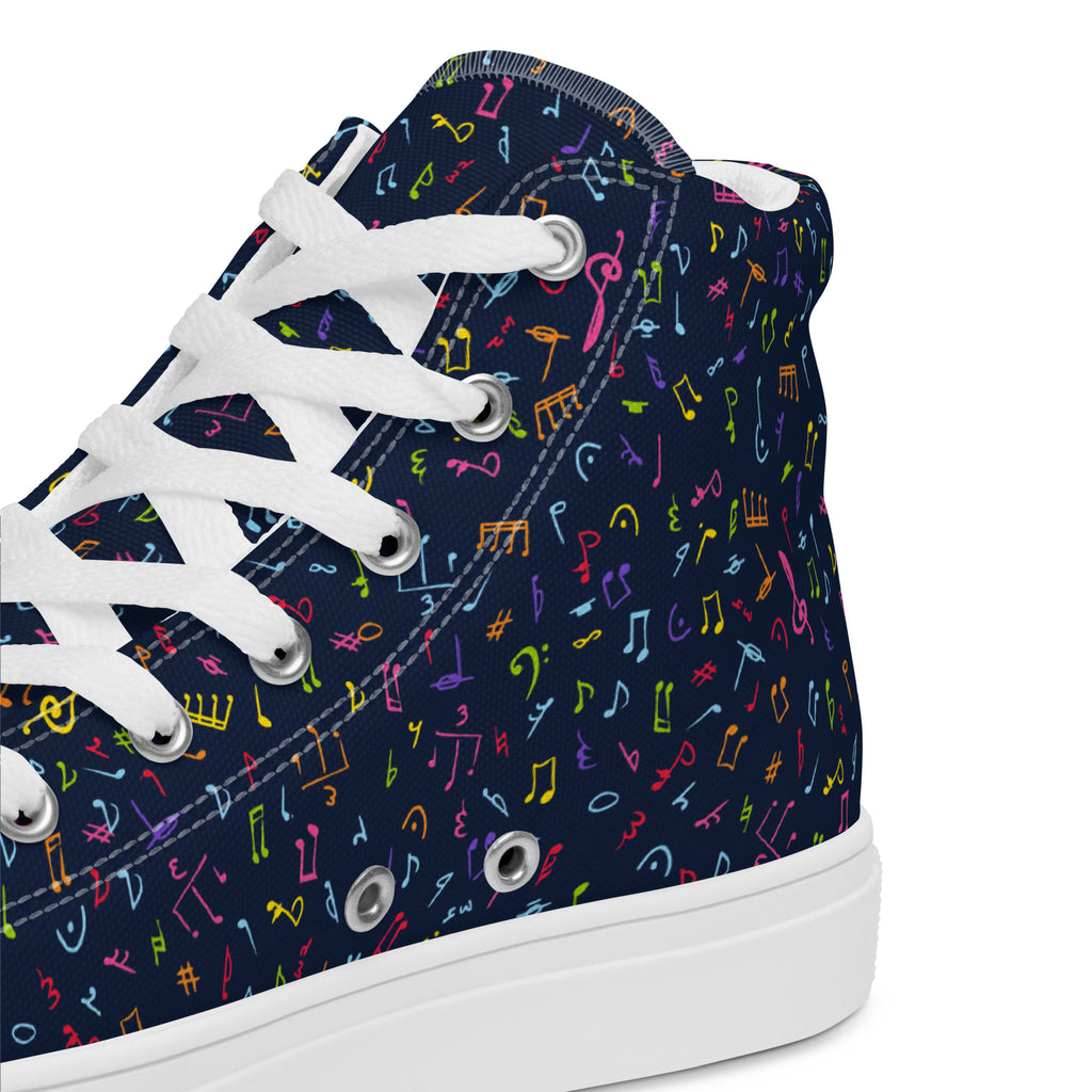 Music Notes - Women’s high top canvas shoes Womens High Top Shoes Outside Australia Printed Offshore