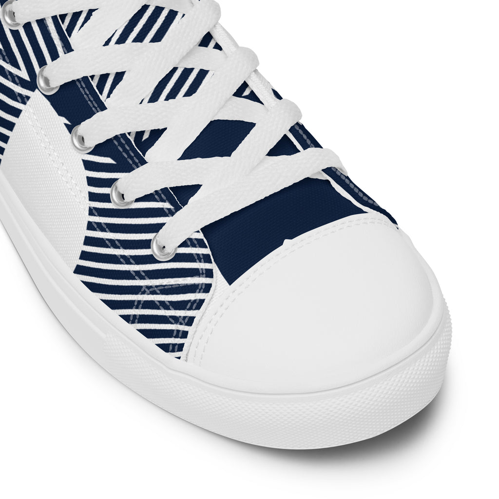 Blue Geometric - Women’s high top canvas shoes Womens High Top Shoes Outside Australia Printed Offshore