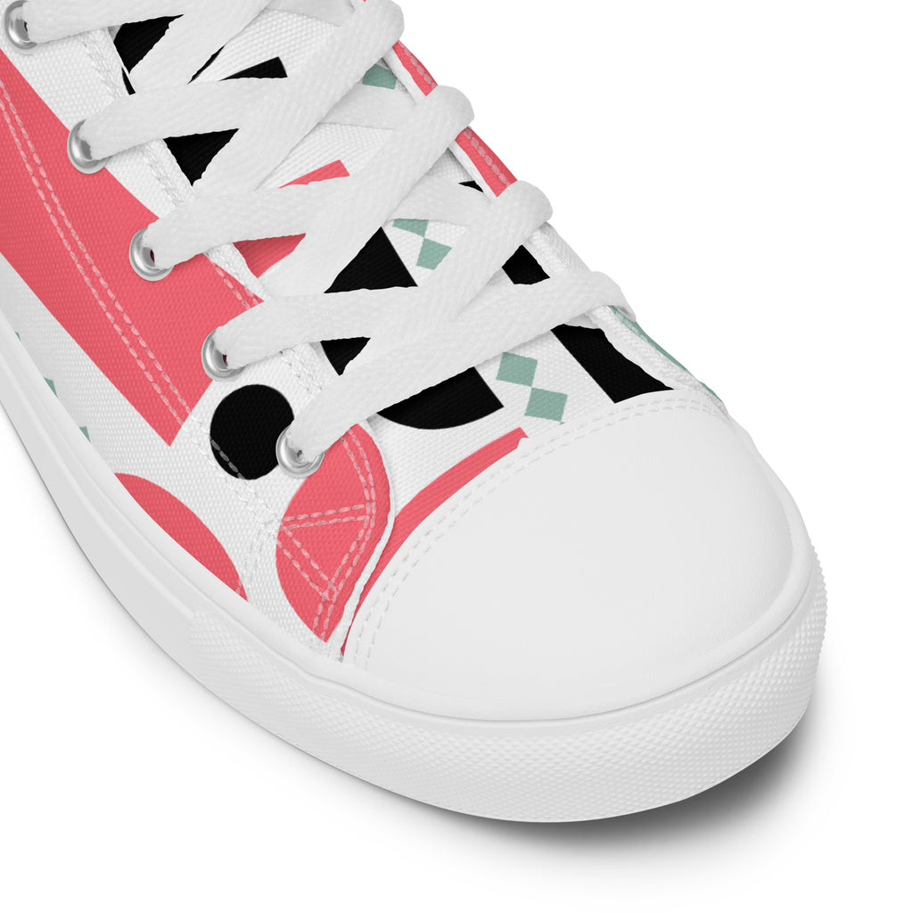 Pink Geometric - Women’s high top canvas shoes Womens High Top Shoes Outside Australia Printed Offshore