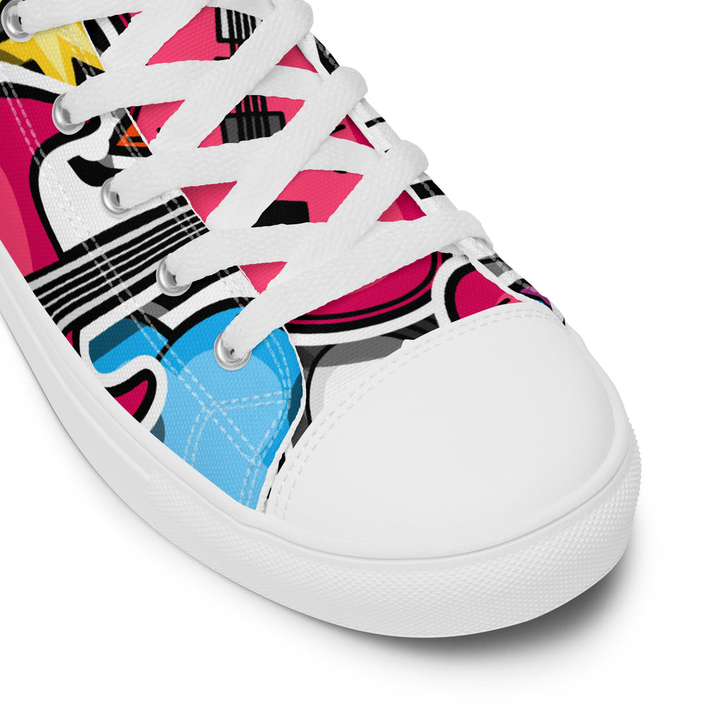 Sticker Music - Women’s high top canvas shoes Womens High Top Shoes Outside Australia Printed Offshore
