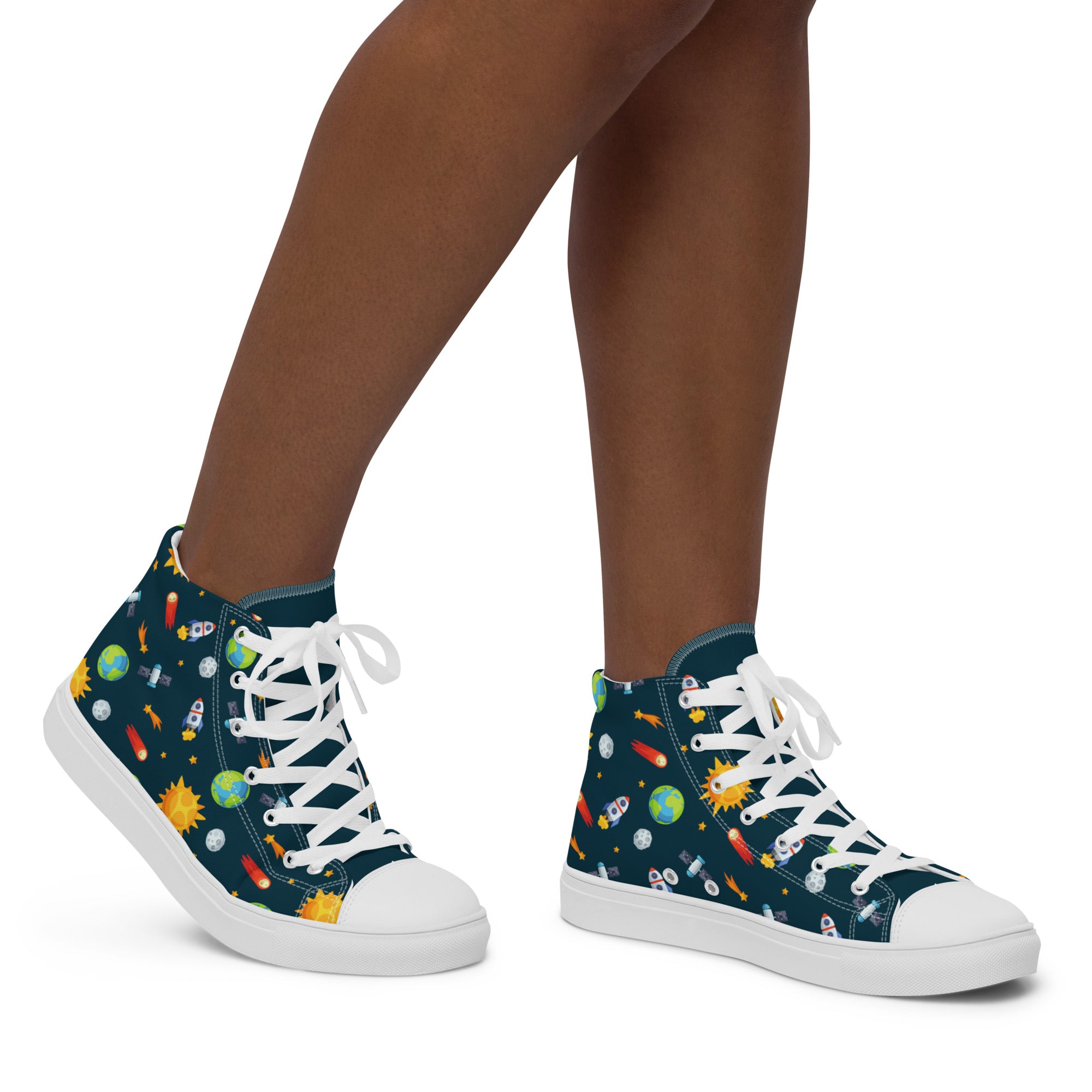 Busy Space - Women’s high top canvas shoes 12 Womens High Top Shoes Outside Australia Printed Offshore