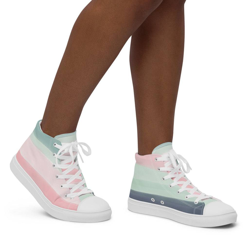Pastel Stripes - Women’s high top canvas shoes Womens High Top Shoes Outside Australia Printed Offshore