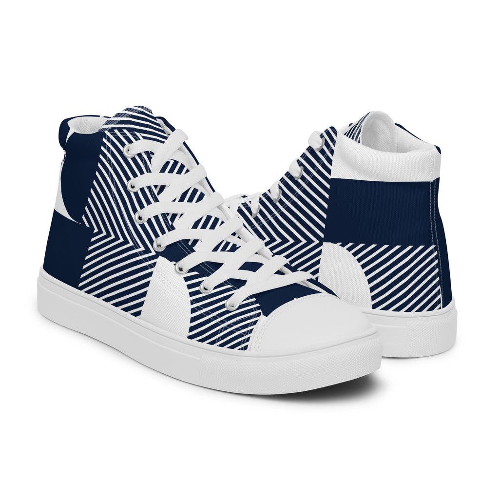 Blue Geometric - Women’s high top canvas shoes Womens High Top Shoes Outside Australia Printed Offshore