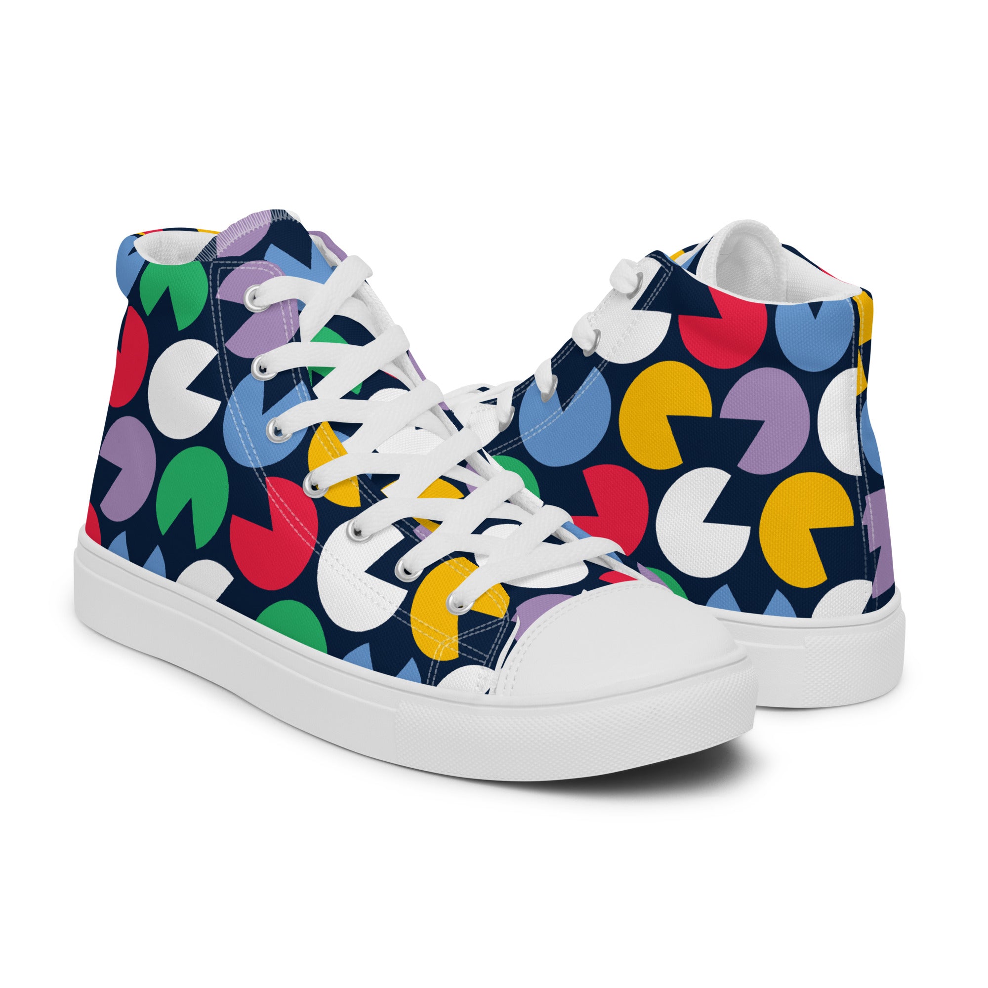 Hungry Circles - Women’s high top canvas shoes Womens High Top Shoes Outside Australia Printed Offshore