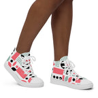 Pink Geometric - Women’s high top canvas shoes Womens High Top Shoes Outside Australia Printed Offshore
