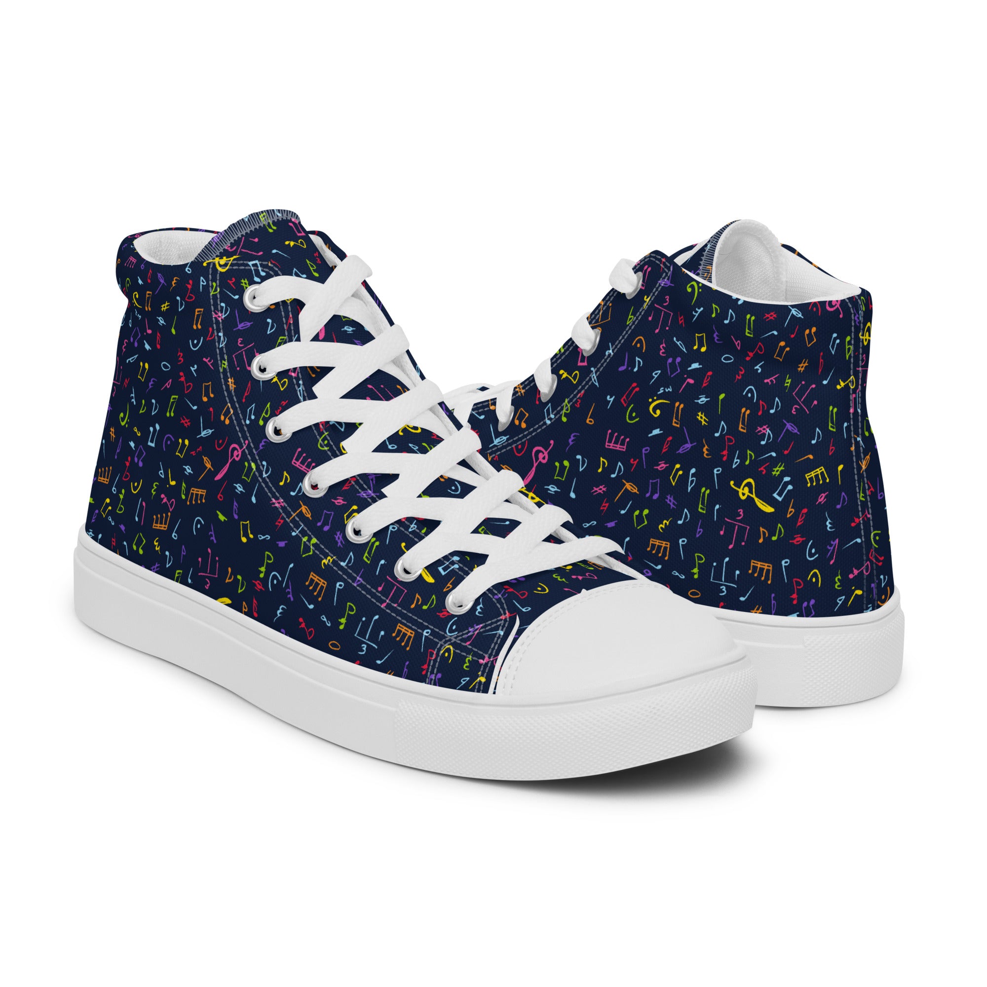 Music Notes - Women’s high top canvas shoes Womens High Top Shoes Outside Australia Printed Offshore