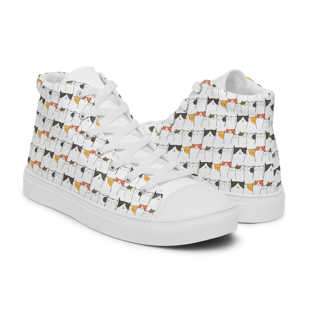 Cat Line - Women’s high top canvas shoes Womens High Top Shoes Outside Australia Printed Offshore