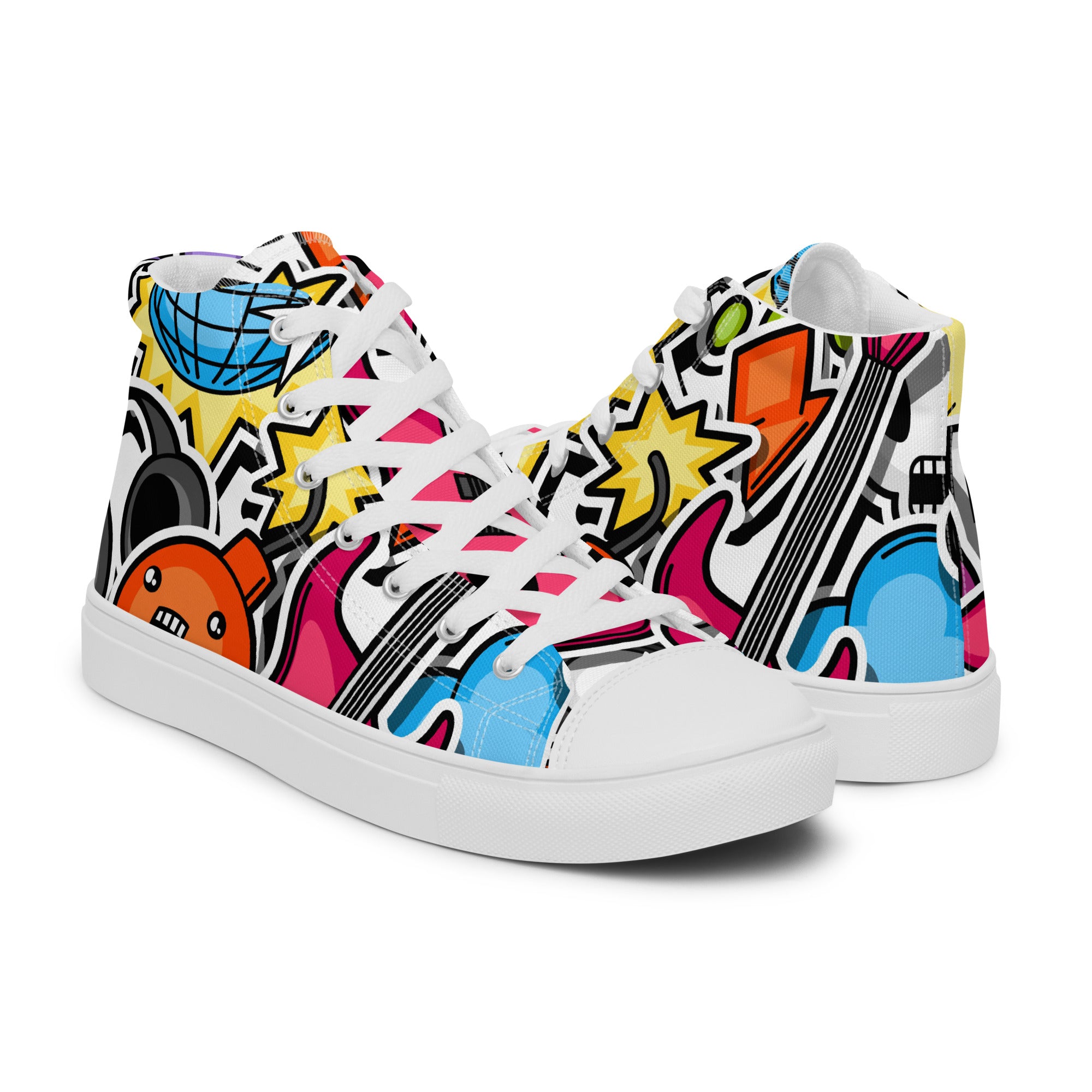 Sticker Music - Women’s high top canvas shoes Womens High Top Shoes Outside Australia Printed Offshore