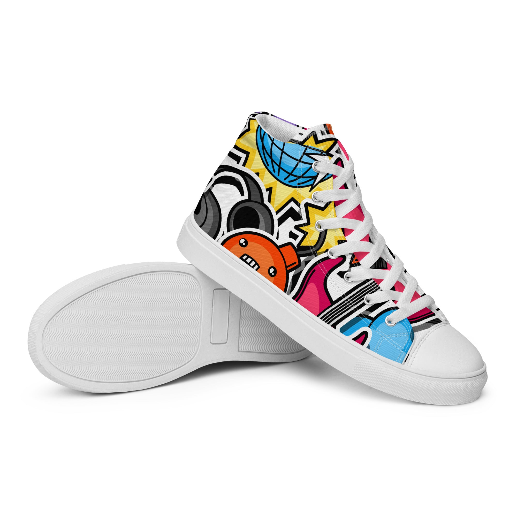Sticker Music - Women’s high top canvas shoes Womens High Top Shoes Outside Australia Printed Offshore