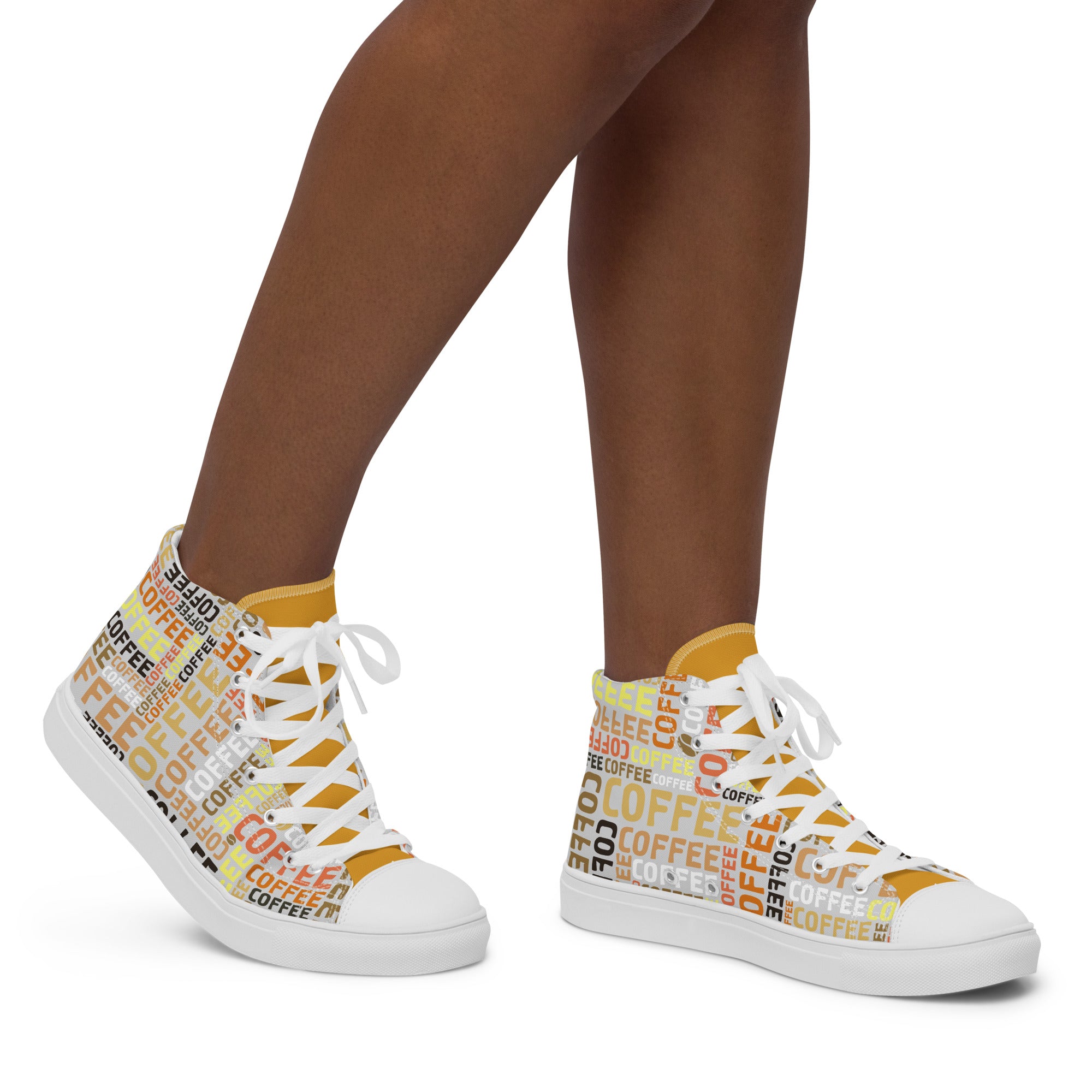 Coffee - Women’s high top canvas shoes Womens High Top Shoes Outside Australia Printed Offshore