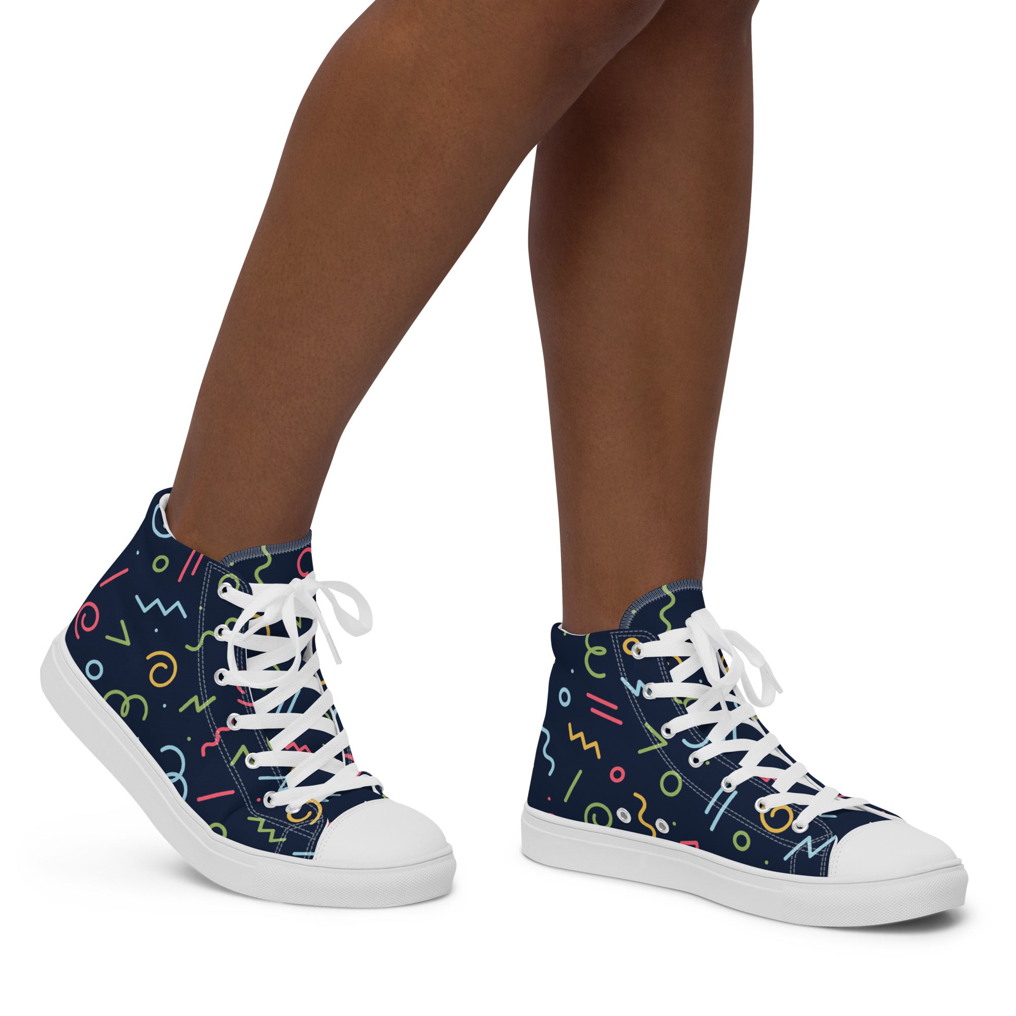 Squiggles - Women’s high top canvas shoes 12 Womens High Top Shoes Outside Australia Printed Offshore