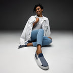 Blue Geometric - Women’s slip-on canvas shoes 12 Womens Slip On Shoes Printed Offshore