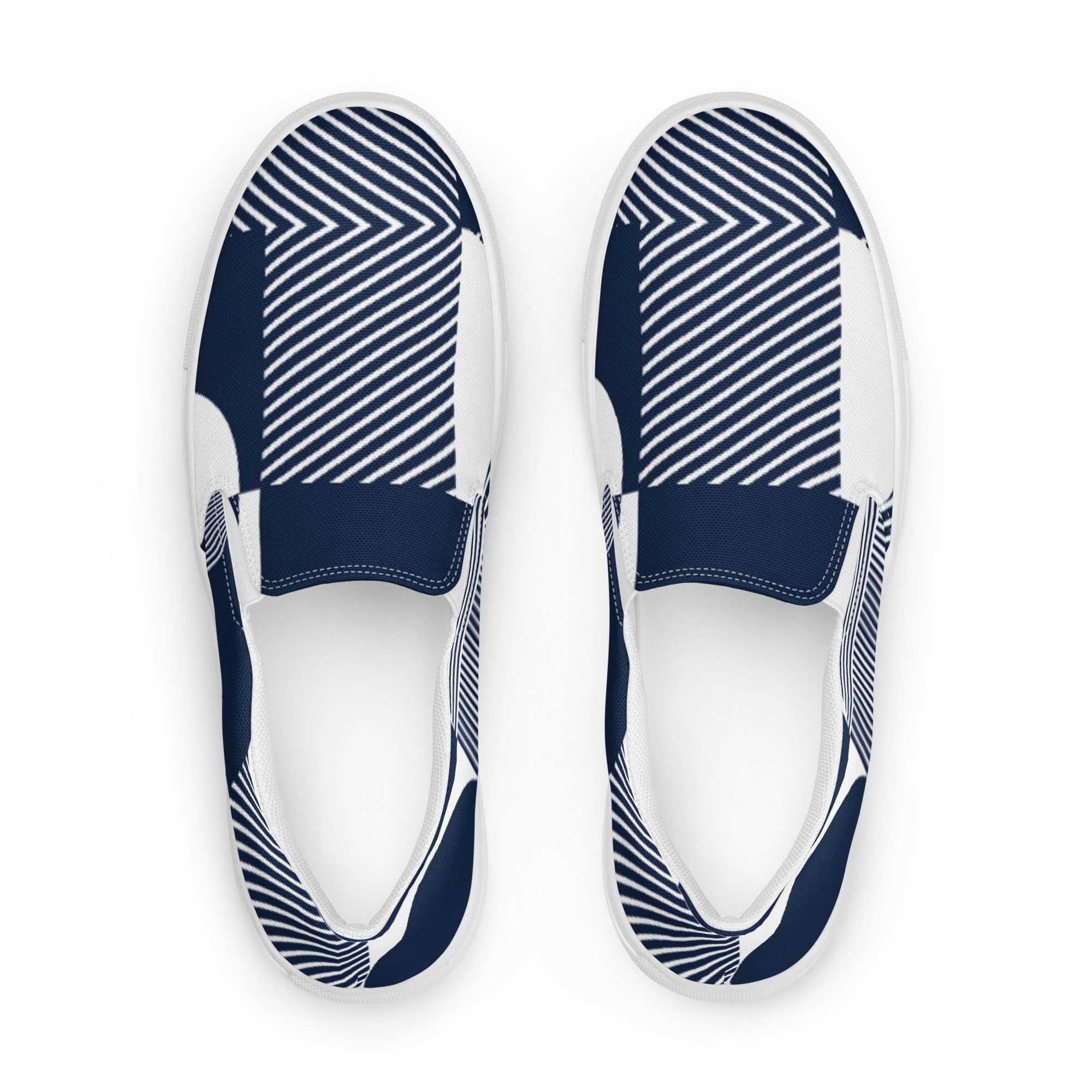 Blue Geometric - Women’s slip-on canvas shoes Womens Slip On Shoes Printed Offshore