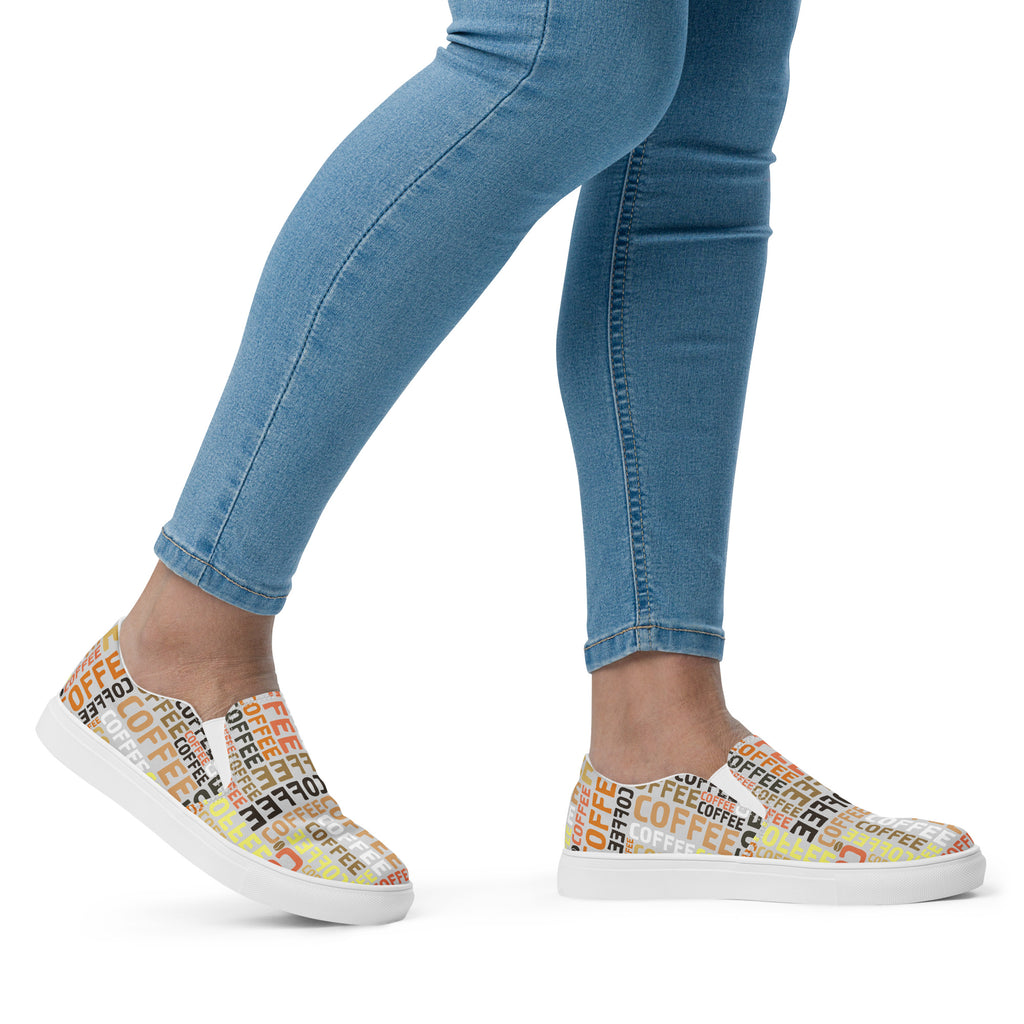 Coffee - Women’s slip-on canvas shoes Womens Slip On Shoes Coffee Printed Offshore