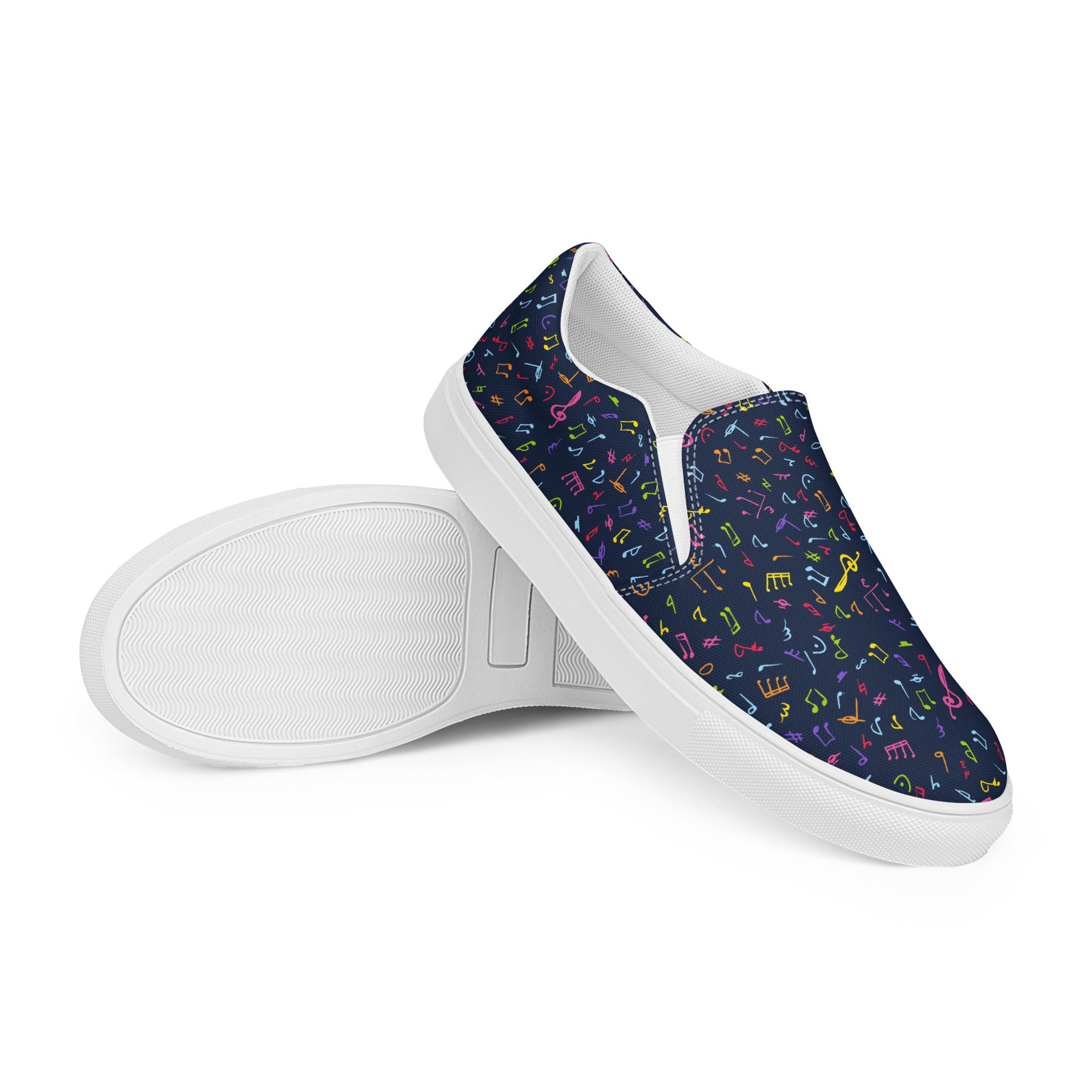 Colourful Music Notes - Women’s slip-on canvas shoes Womens Slip On Shoes Printed Offshore
